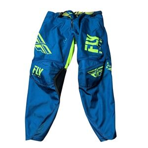 FLY RACING Kinetic Shield Motocross Pants Men's Size 38 Blue Yellow MX BMX